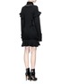 Back View - Click To Enlarge - ALEXANDER MCQUEEN - Lace-up chunky wool knit peplum dress