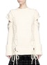 Main View - Click To Enlarge - ALEXANDER MCQUEEN - Lace-up slashed shoulder wool sweater