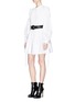 Figure View - Click To Enlarge - ALEXANDER MCQUEEN - Swallow jacquard ruched cotton poplin mini dress