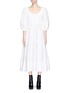 Main View - Click To Enlarge - ALEXANDER MCQUEEN - Bow tie smocked cotton poplin long dress