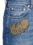 Detail View - Click To Enlarge - ALEXANDER MCQUEEN - Feather floral embroidered cropped jeans