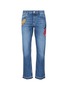 Main View - Click To Enlarge - ALEXANDER MCQUEEN - Feather floral embroidered cropped jeans