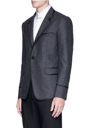 Front View - Click To Enlarge - ALEXANDER MCQUEEN - Satin piping wool flannel blazer