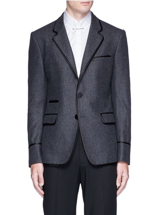 Main View - Click To Enlarge - ALEXANDER MCQUEEN - Satin piping wool flannel blazer