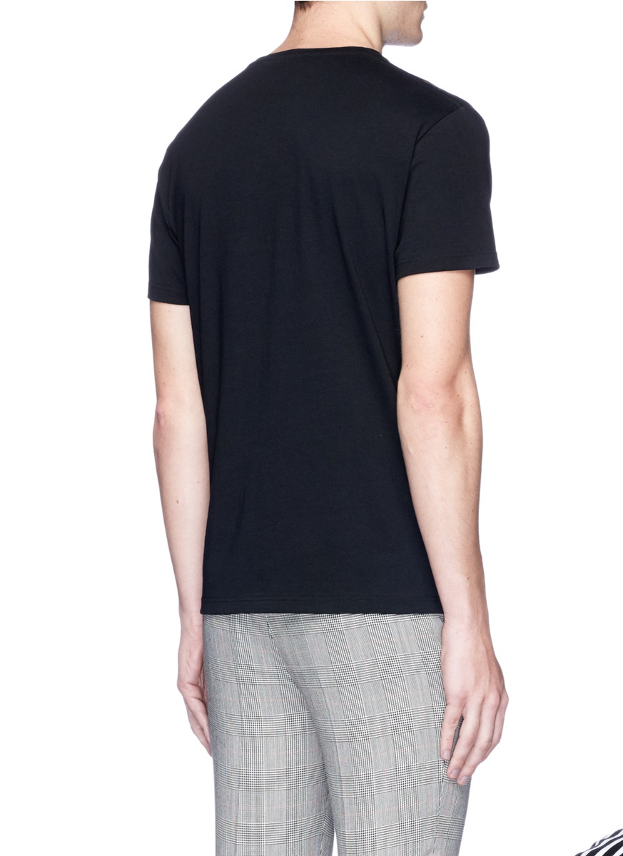 ALEXANDER MCQUEEN Printed Cotton-Jersey T-Shirt, Black | ModeSens