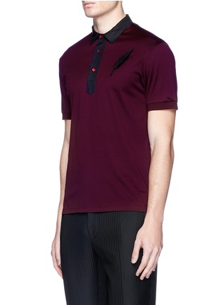 Front View - Click To Enlarge - ALEXANDER MCQUEEN - Feather appliqué jersey polo shirt
