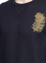 Detail View - Click To Enlarge - ALEXANDER MCQUEEN - Peacock feather embroidered crepe sweatshirt