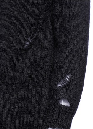 Detail View - Click To Enlarge - ALEXANDER MCQUEEN - Distressed mohair-silk cardigan