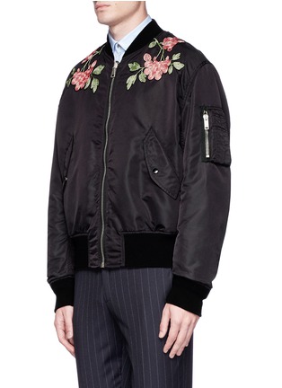 Front View - Click To Enlarge - GUCCI - Floral embroidered reversible padded bomber jacket