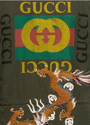 Detail View - Click To Enlarge - GUCCI - Logo print washed cotton parka