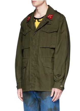Front View - Click To Enlarge - GUCCI - Logo print washed cotton parka