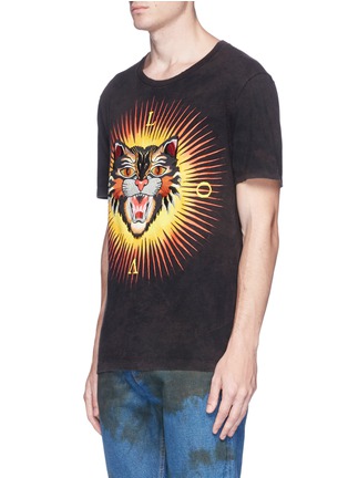Front View - Click To Enlarge - GUCCI - 'Angry Cat' appliqué T-shirt