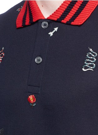 Detail View - Click To Enlarge - GUCCI - Icon embroidered polo shirt