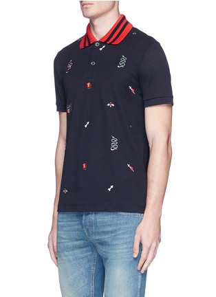 Front View - Click To Enlarge - GUCCI - Icon embroidered polo shirt