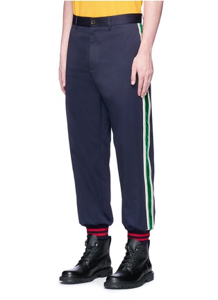 Front View - Click To Enlarge - GUCCI - Velvet outseam cotton drill jogging pants