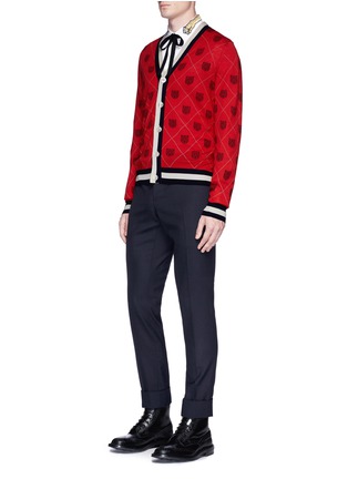 Figure View - Click To Enlarge - GUCCI - Tiger argyle intarsia wool cardigan