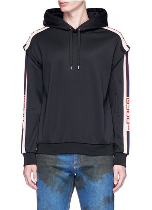 Main View - Click To Enlarge - GUCCI - Logo trim detachable sleeve hoodie