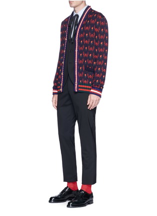 Figure View - Click To Enlarge - GUCCI - Flying skull intarsia wool-cotton cardigan