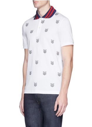 Front View - Click To Enlarge - GUCCI - Tiger embroidered polo shirt