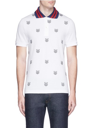 Main View - Click To Enlarge - GUCCI - Tiger embroidered polo shirt