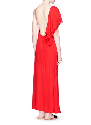 Back View - Click To Enlarge - 74016 - Asymmetric ruffle georgette maxi dress