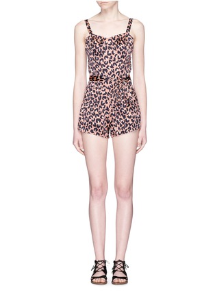 Main View - Click To Enlarge - 74016 - Leopard print stretch satin rompers