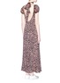 Back View - Click To Enlarge - 74016 - Sash scarf leopard print stretch satin dress