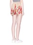 Back View - Click To Enlarge - 74016 - 'Border Floral' print stretch satin shorts