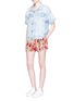 Figure View - Click To Enlarge - 74016 - 'Border Floral' print stretch satin shorts