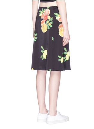 Back View - Click To Enlarge - 74016 - Citrus print slit front satin skirt