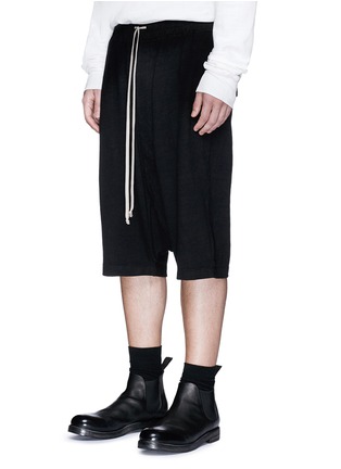 Front View - Click To Enlarge - RICK OWENS DRKSHDW - 'Pods' cotton jersey dropped crotch shorts