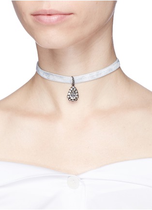 Figure View - Click To Enlarge - ERICKSON BEAMON - 'Choked Up' Swarovski crystal teardrop velvet choker necklace