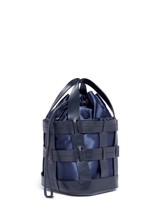 Detail View - Click To Enlarge - TRADEMARK - 'The Cooper Cage' leather and satin bucket tote