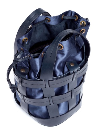  - TRADEMARK - 'The Cooper Cage' leather and satin bucket tote