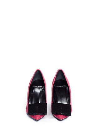 Front View - Click To Enlarge - PIERRE HARDY - 'Obi' square bow velvet pumps