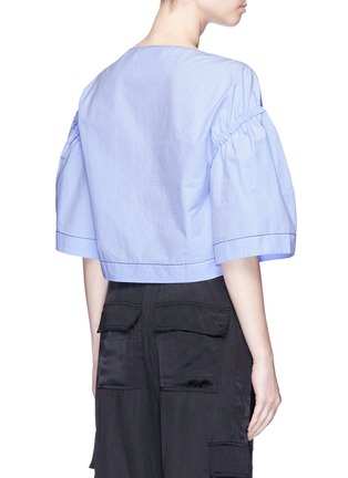 Back View - Click To Enlarge - 3.1 PHILLIP LIM - Ruched wide sleeve cropped cotton top