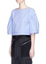 Front View - Click To Enlarge - 3.1 PHILLIP LIM - Ruched wide sleeve cropped cotton top