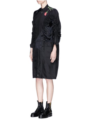 Front View - Click To Enlarge - 3.1 PHILLIP LIM - Rose print ruched satin and crepe coat