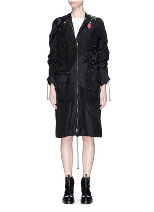 Main View - Click To Enlarge - 3.1 PHILLIP LIM - Rose print ruched satin and crepe coat