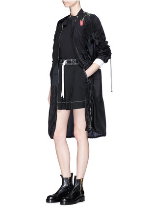Figure View - Click To Enlarge - 3.1 PHILLIP LIM - Rose print ruched satin and crepe coat
