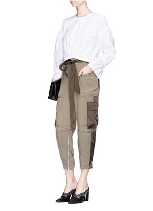 Figure View - Click To Enlarge - 3.1 PHILLIP LIM - Gathered cropped cotton poplin top