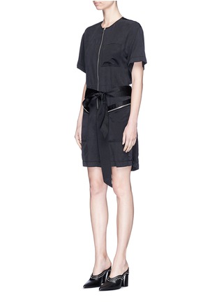 Front View - Click To Enlarge - 3.1 PHILLIP LIM - Zip pocket open back utility cargo rompers