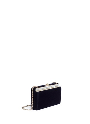 Detail View - Click To Enlarge - RODO - Strass embellished velvet crossbody box clutch