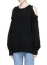 Front View - Click To Enlarge - BASSIKE - Cold shoulder yak hair sweater