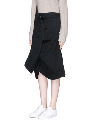 Front View - Click To Enlarge - BASSIKE - Asymmetric belted cotton drill skirt