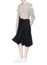 Figure View - Click To Enlarge - BASSIKE - Asymmetric belted cotton drill skirt