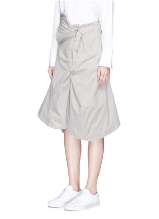 Front View - Click To Enlarge - BASSIKE - Asymmetric belted cotton drill skirt