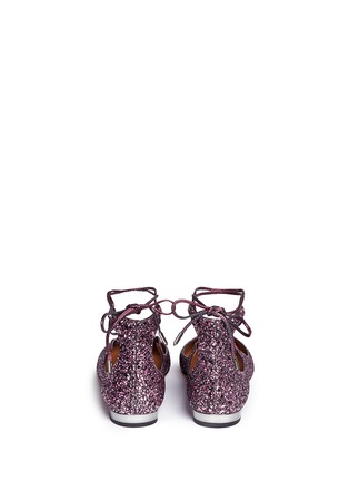 Back View - Click To Enlarge - AQUAZZURA - 'Christy' lace-up coarse glitter flats
