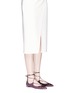 Figure View - Click To Enlarge - AQUAZZURA - 'Christy' lace-up coarse glitter flats