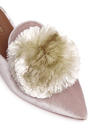 Detail View - Click To Enlarge - AQUAZZURA - 'Powder Puff' pompom velvet slippers